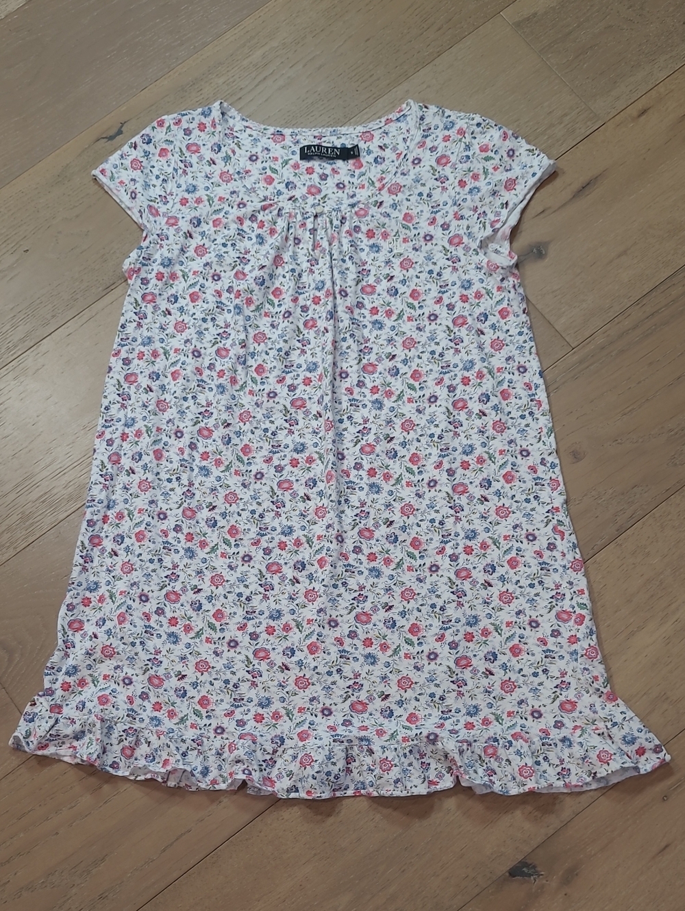 Lauren Ralph Lauren Nightgown Women's sz S Pink/White/Pink Floral Cap Sleeve